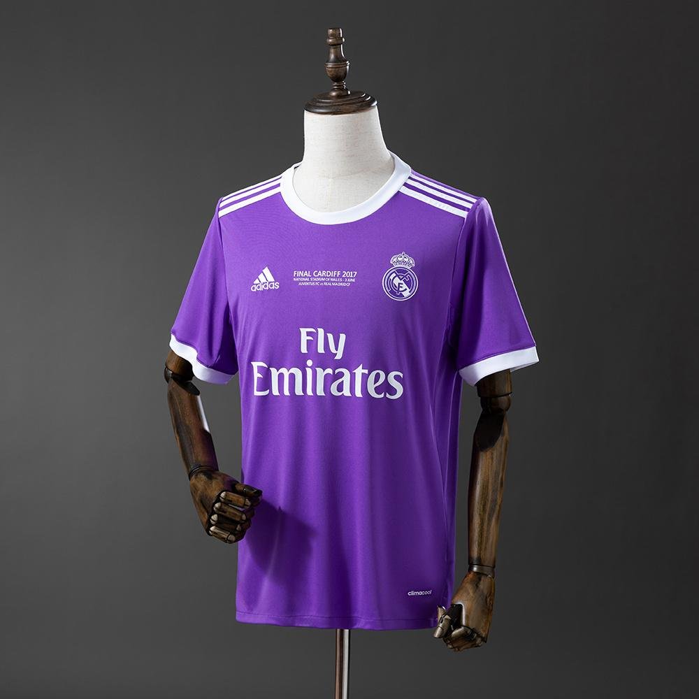 Real Madrid 2016-17 Away Purple Kit Half Sleeve- Retro Jersey - Image 6