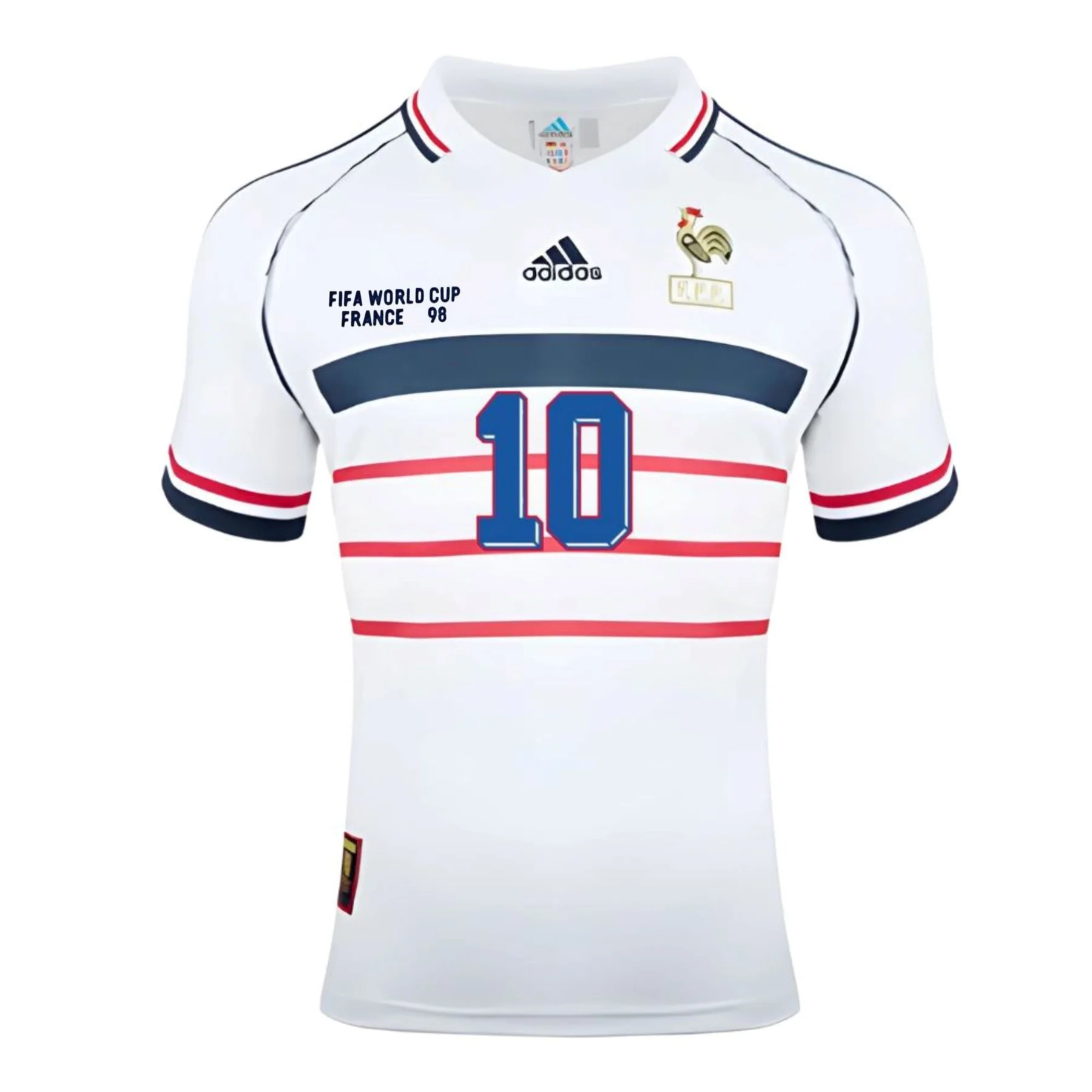 ZIDANE 10 France 1998 Away - Retro Jersey (Half Sleeve) - Image 2