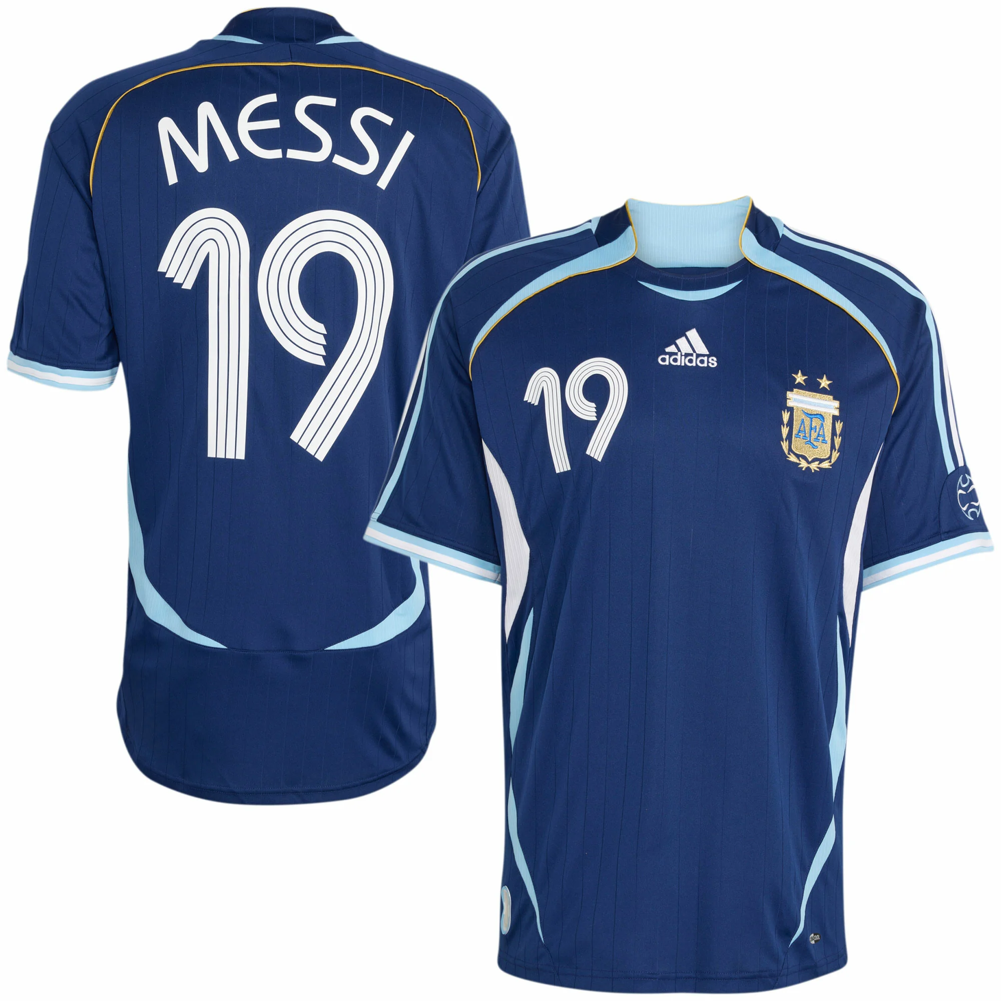 Messi 19 Argentina World Cup 2006 Away Jersey (Half Sleeve) - Retro Edition