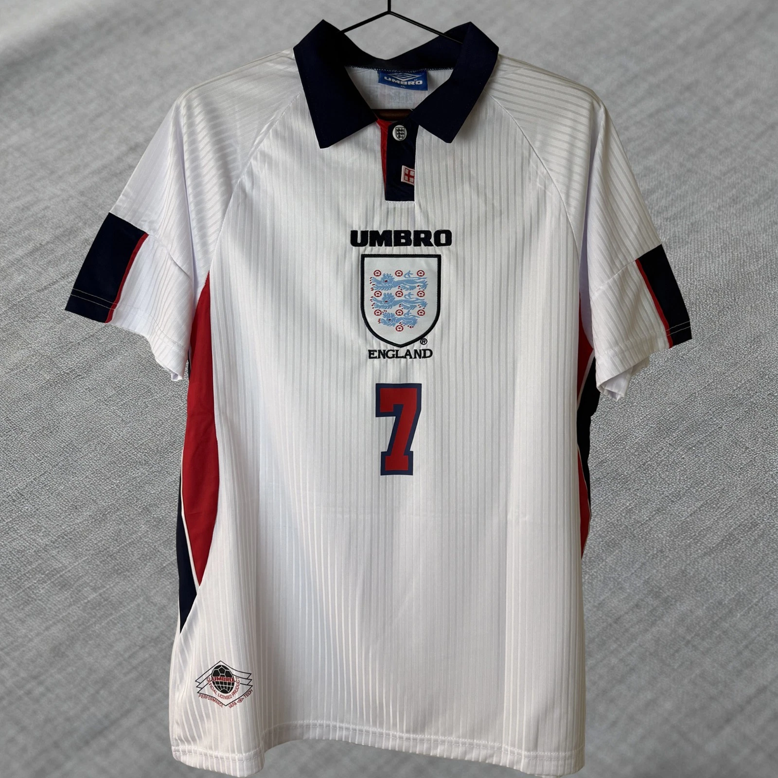 BECKHAM 7 England 1998 World Cup Home Kit (Half Sleeve) - Retro Jersey - Image 2
